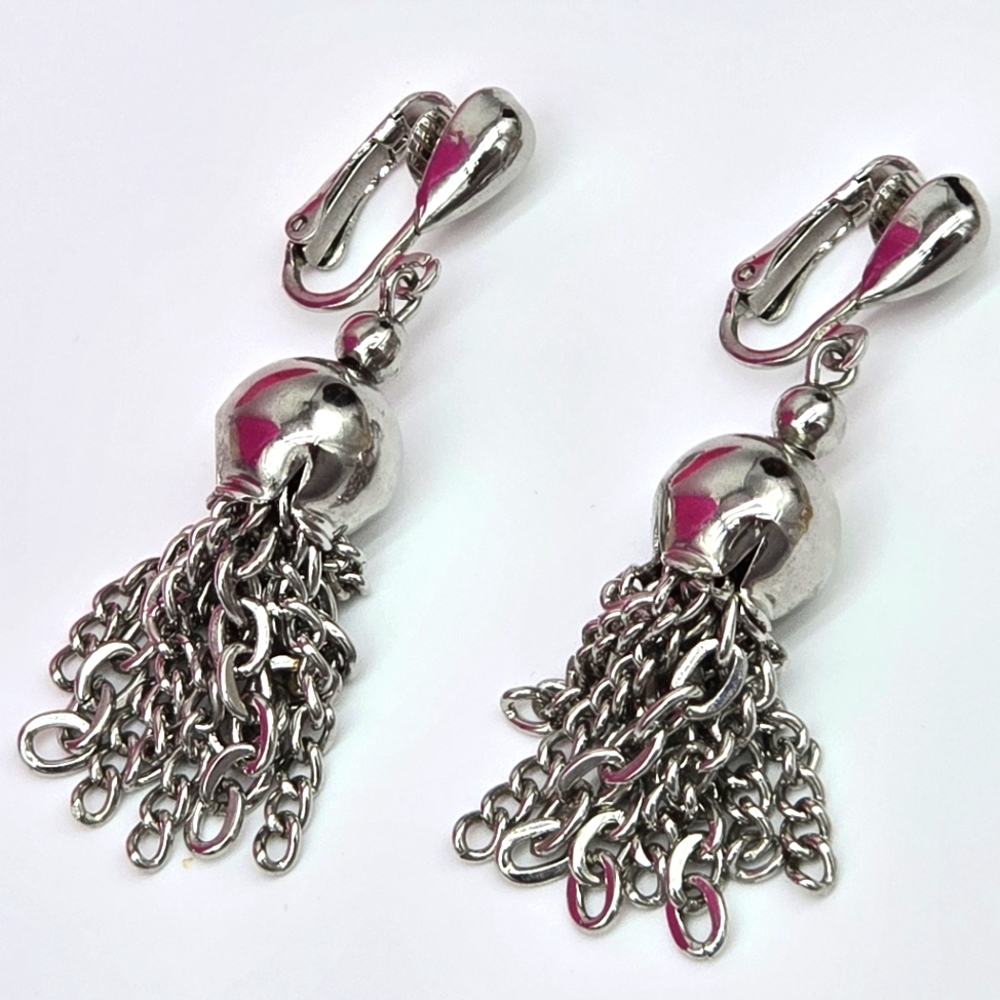Park Lane Vintage Elegant Silver Tassel Earrings 2 Inches